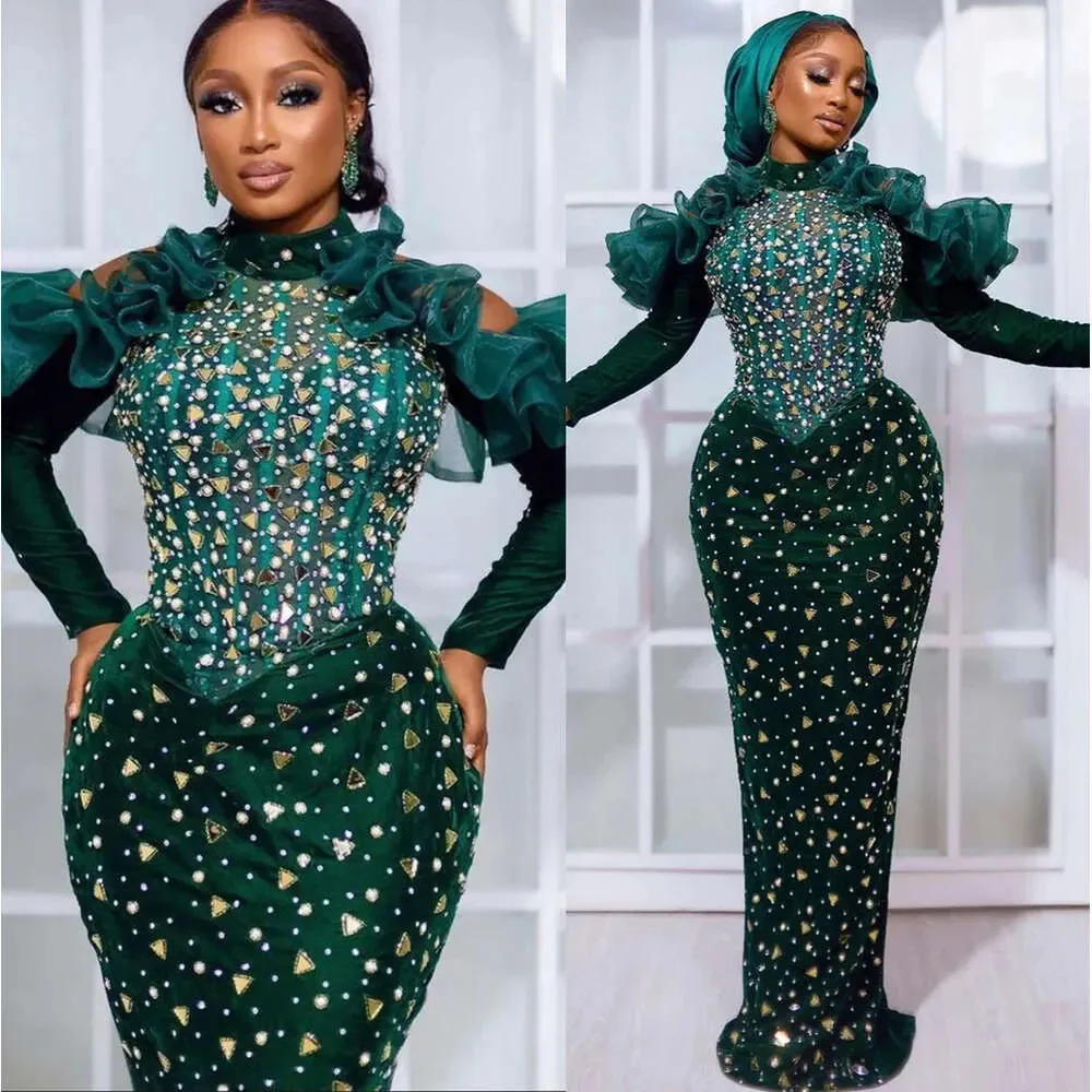독특한 높은 목 이브닝 드레스 섹시한 스팽글 페르시 댄스 파티 드레스 프릴 긴 소매 파티 드레스 맞춤형