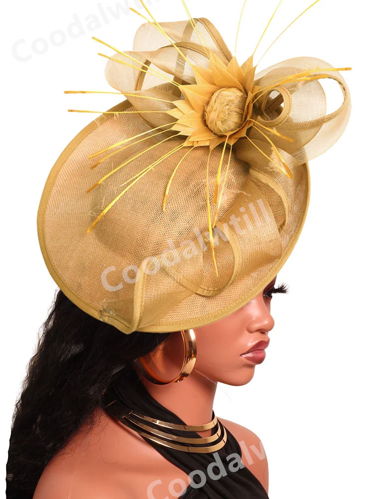 

Fashion New Feather Flower Fascinator Hat Elegant Women Party Tea Headpiece Femme Race Charming Pillbox Fascinator Accessories