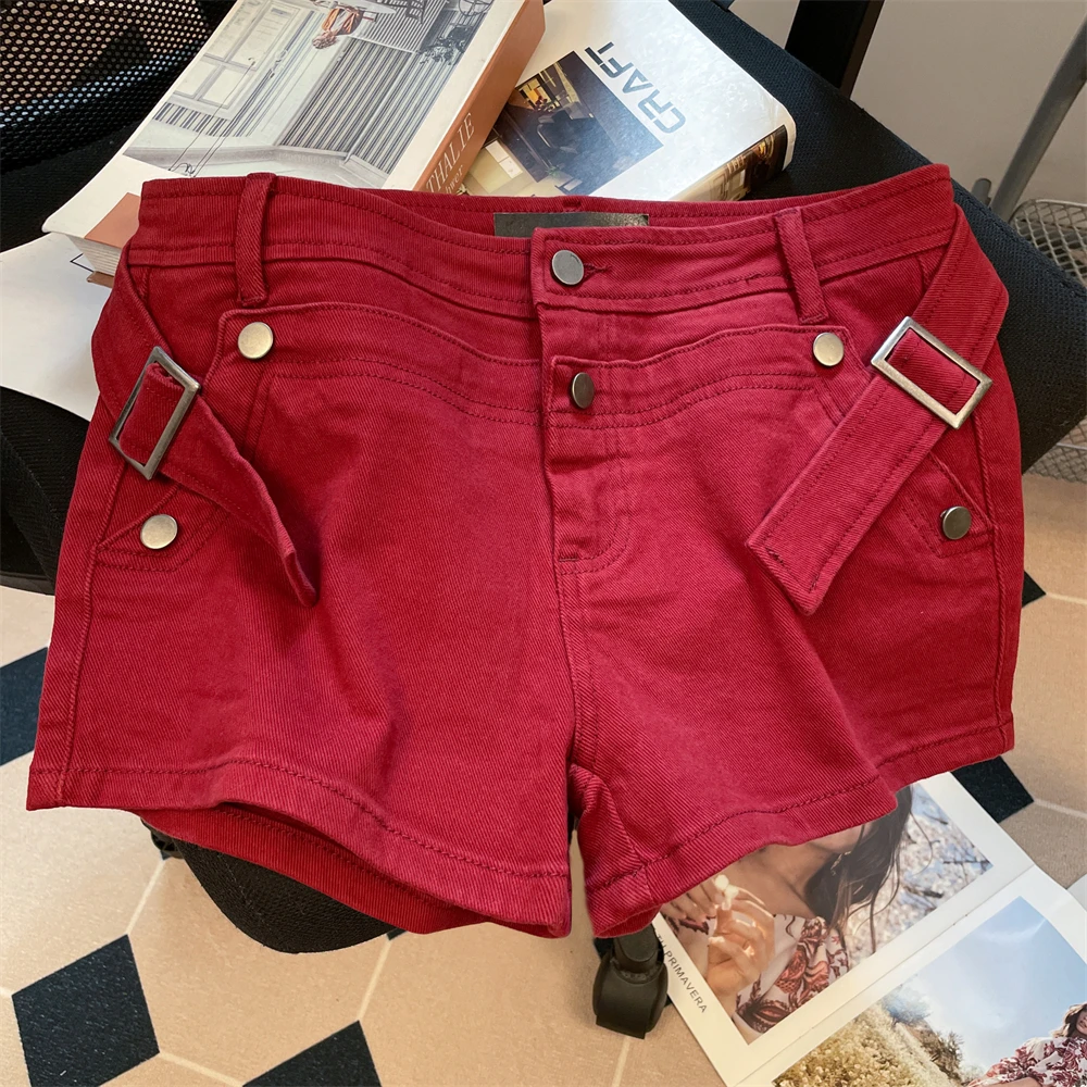 American Sexy A-line Hip Hugging Hot Pants Low Waist Slim Fit Denim Workwear Shorts Summer Fashion Versatile Women's Shorts 2025