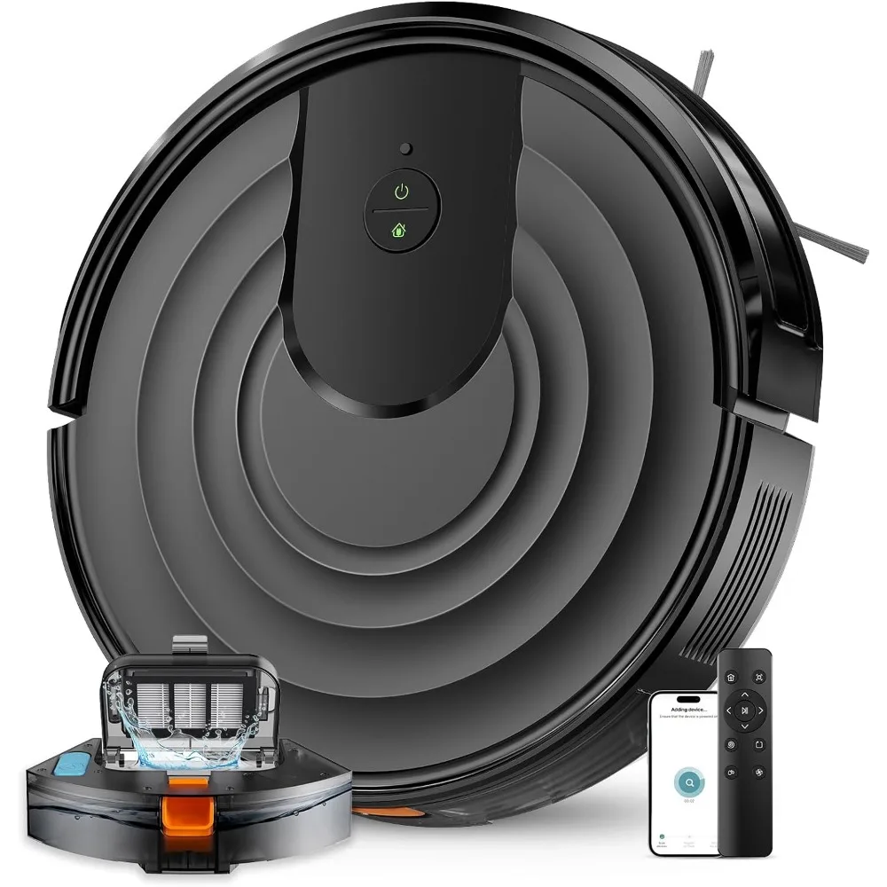5000Pa Robot Vacuum Mop: 130 Min, Slim, Quiet, Self-Charge, Wi-Fi & Voice Control, Ideal for Floors & Carpets