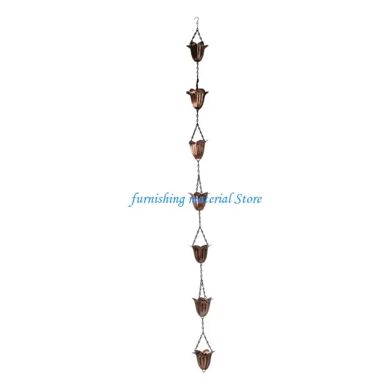 Y5GD Ornamental Iron Rain Chain In Flower Combines Practical Water with Elegant Yard Decor for Outdoor Use