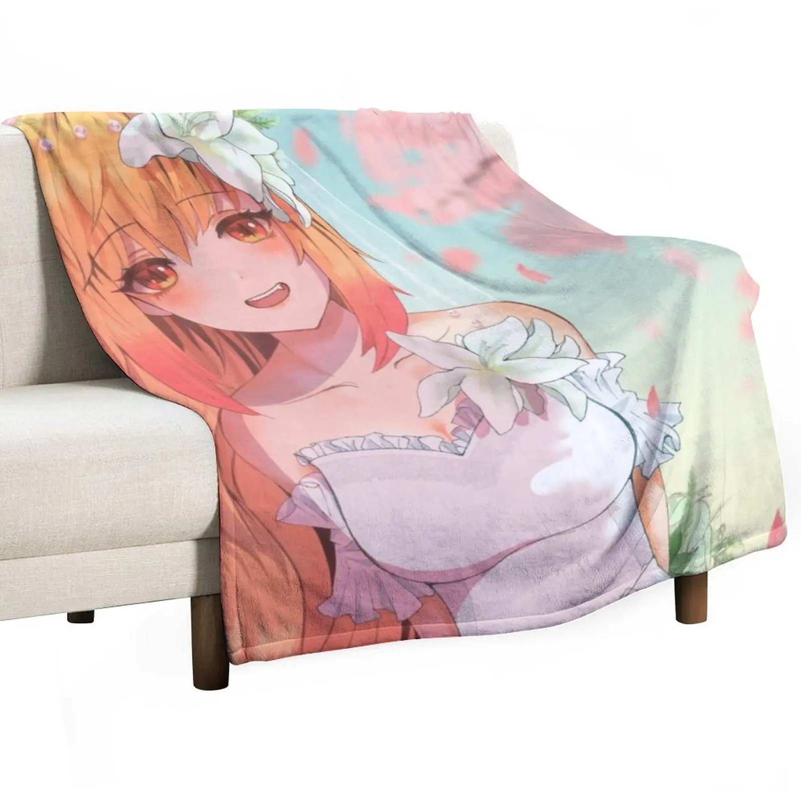 Cute Tooru (Tohru) Kawaii (Kobayashi-can chi no maid dragon Anime)Loli Lolita Waifu Throw Blanket Furry for babies Blankets