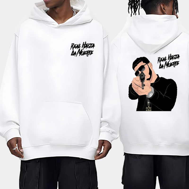 

2025 New in Rapper Anuel AA punk Double Sided printed streetwear High Quality Unisex Fleece Winter Hoodie Men women Sweatshirt