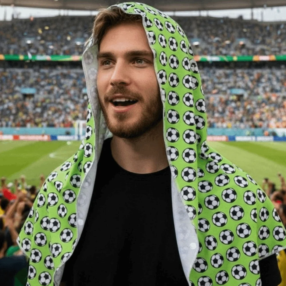 Quick-Dry Cooling Sports Scarf Moisture-Wicking Football Pattern Hooded Headscarf Breathable Lightweight UV Protection Towel