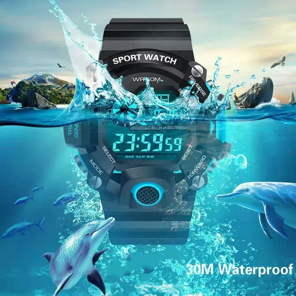 Outdoor Multifunction Clock Rubber Strap Sport Digital Watch Luminous Dial Casual Fashion Wirstwatch for Men Relogio Masculino