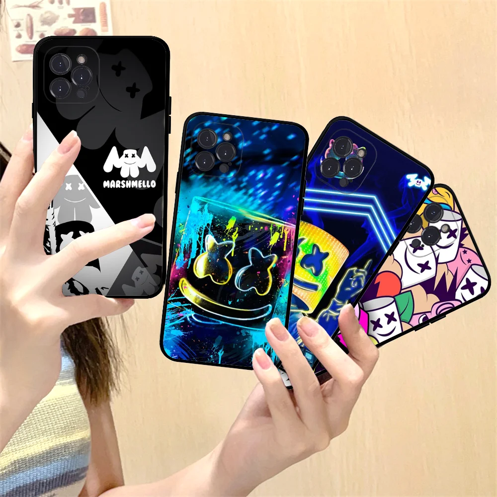 

M-Marshmello Mousepad Silicone Soft for iphone 15 14 13 12 11 Pro Mini XS MAX 8 7 6 Plus X XS XR Cover