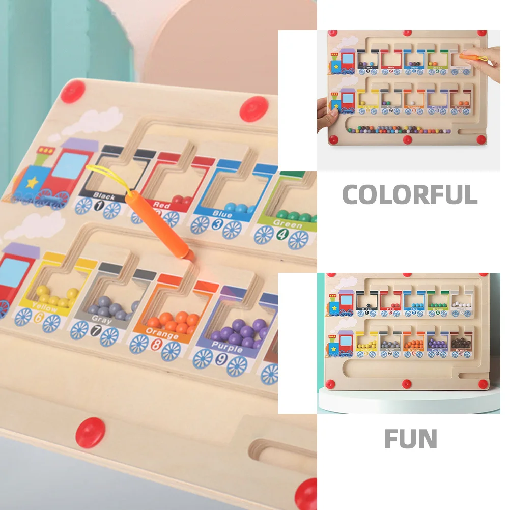 Laberinto de colores y números, tablero de madera para niños pequeños, herramienta educativa, rompecabezas preescolar, aprendizaje de colores, juego de conteo a juego