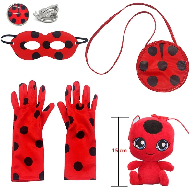 أزياء الهالوين لعام 2025 d'insecte de noël pour filles، رداء rouge، masque d'halloween، sac، Marinette de pâques، أزياء de