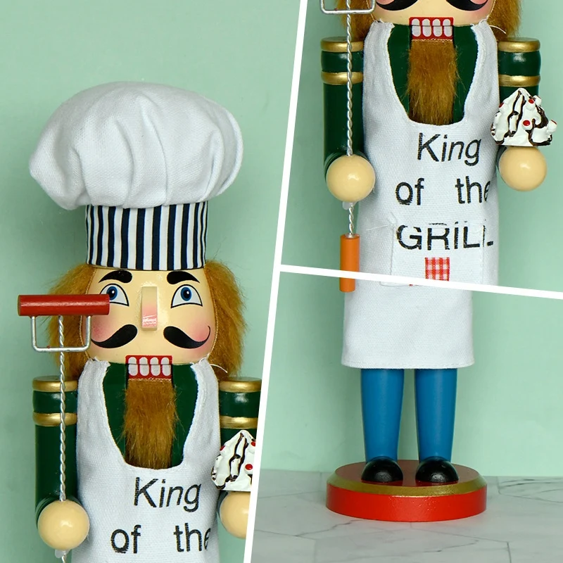 1 Piece Cooking Christmas Wood Nutcracker Ornament Christmas Wood Nutcracker For Xmas Festival Party Kitchen Decor Present