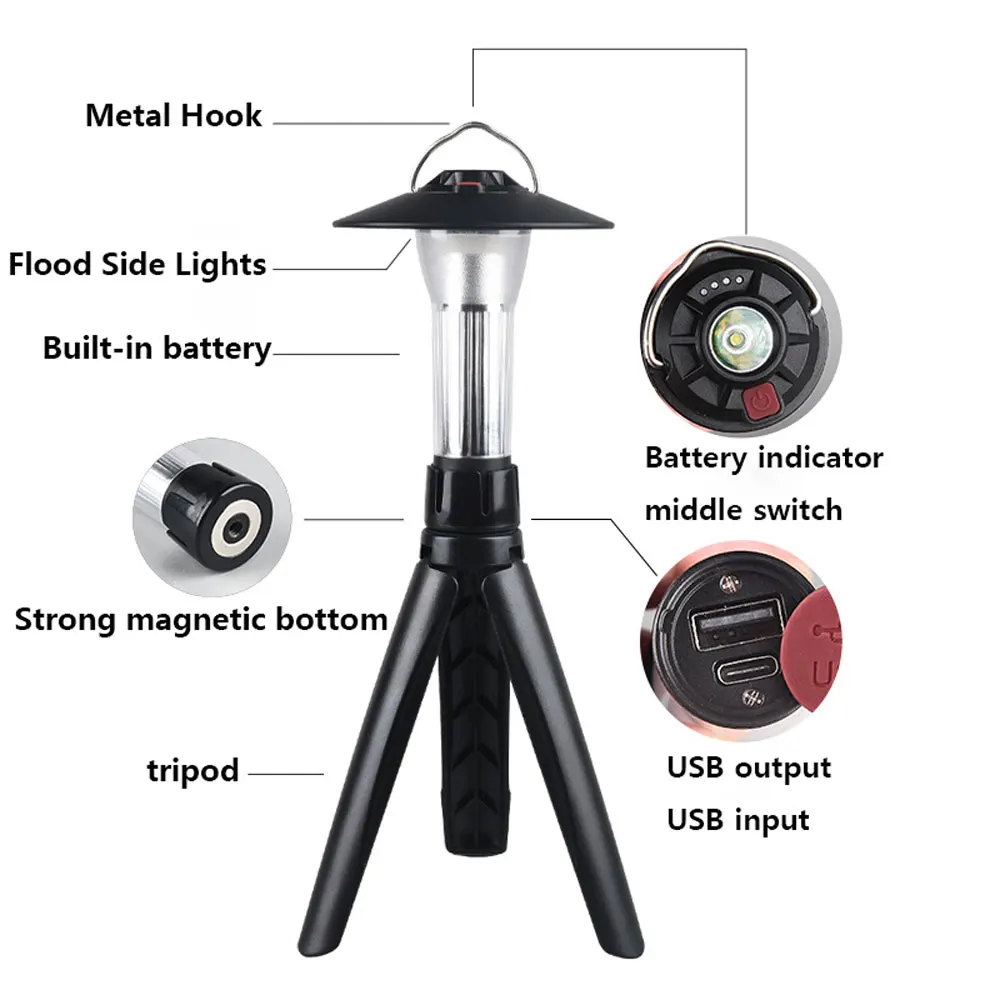 3000mAh Camping Light with Magnetic Base Similar To Blackdog Goal Zero Lantern 5 Lighting Modes Led Flashlights Camp Supplies