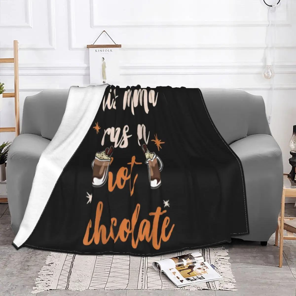 Awesome This Mama Runs On Hot Chocolate Harajuku Gift Personality Dj Fresh Design Hot Sell Western Style Retro Throw Blanket