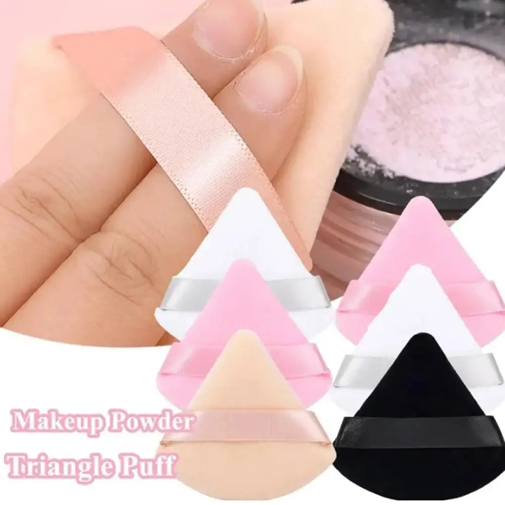 Triangle Three-dimensional Flocking Air Cushion Powder On Available Sides Fan-shaped Loose Both Powder Delicate Soft Puff U0S8