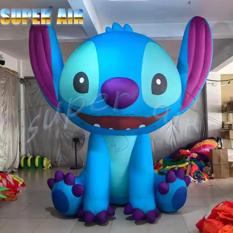 نموذج حيواني لطيف للغاية على شكل شخصية كرتونية، لون أزرق قابل للنفخ للأطفال