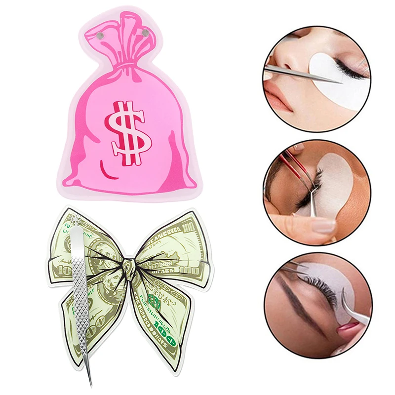 Acrylic Dollar Bag Dollar Bow Pattern Shape False Eyelash Tray Stand Holder Eyelash Extensions Hand Plate Eye Lash Grafting Tool
