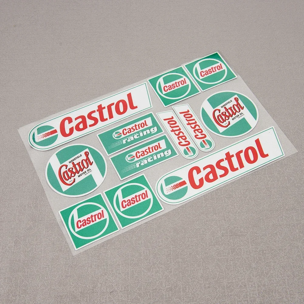 Aceites de castrol, patrocinador de carreras, calcomanías para motocicleta y coche, pegatinas para casco, juego laminado para Suzuki, Honda,