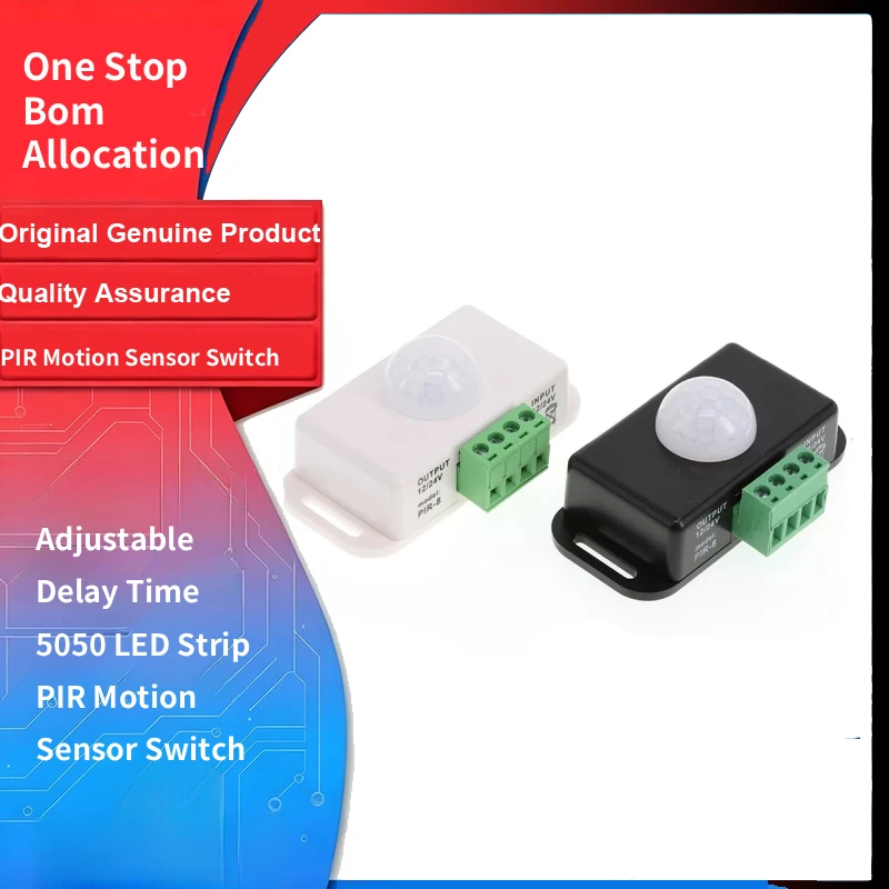 1pcs PIR Human Motion Sensor Switch 6A 12V/24V Black Adjustable Delay Time for 5050 LED Strip Light Module for Arduino Diy