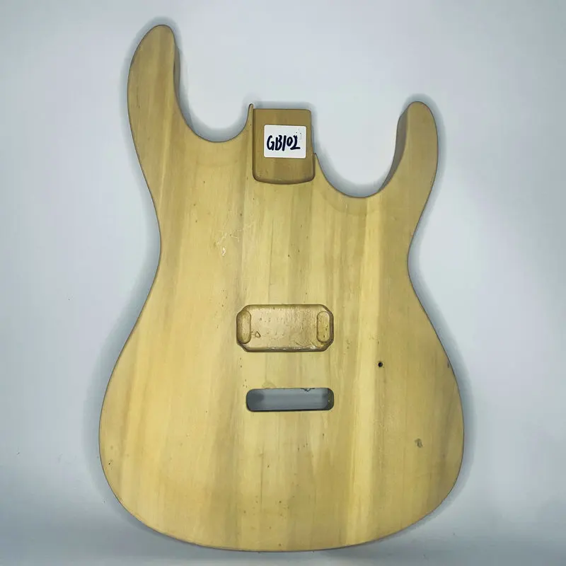 GB102 Custom Handmade Guitar Unfinished with One Humbucker Pickups Right Hand for DIY Replace with Damages Custom Tremolo 