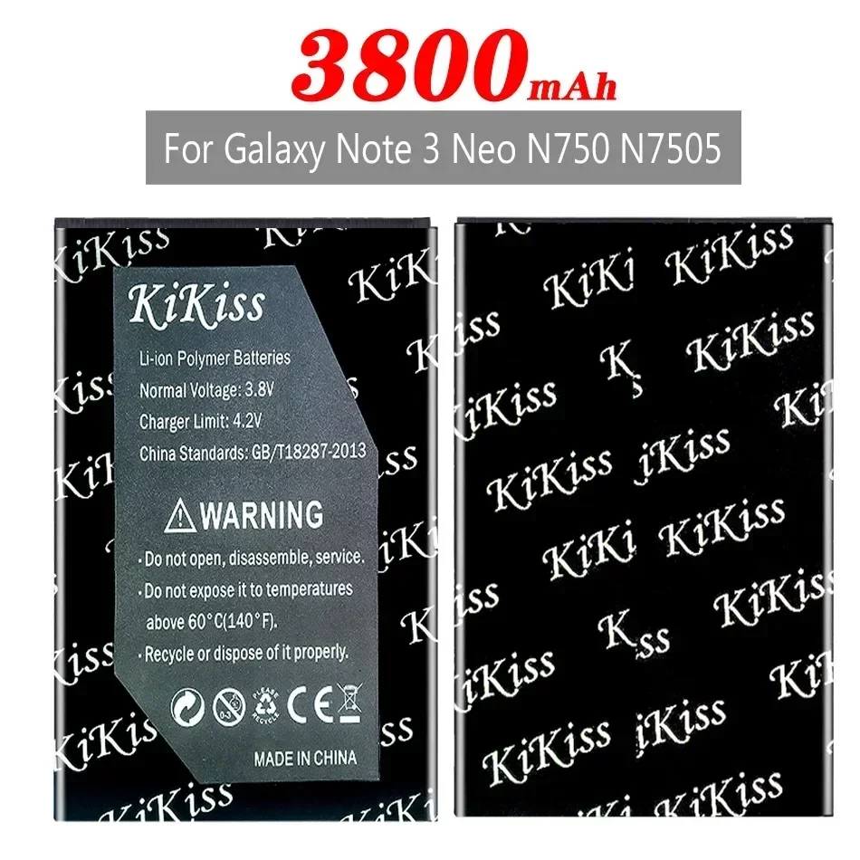 KiKiss Batterij EB-BN750BBC EB-BN750BBE 3800mAh voor Samsung Galaxy Note 3 Note3 Neo N750 N7505 N7502 N7500Q N7506V N7508V E510