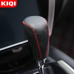 KIQI Leather Car Gear Head Shift Knob Cover for Nissan X-trail Xtrail Rogue T32 Qashqai J11 2014-2020 AT Gear Shift Collars