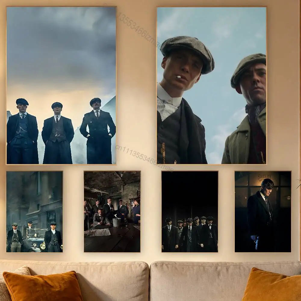 

Hot TV P-Peaky B-Blinders Retro Fashion Pictorial Poster Sticky Poster Paper Sticker DIY Room Bar Cafe Wall Decor Gift