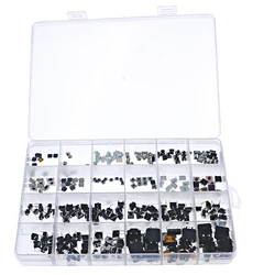 250pcs 25Type Micro Switch Assorted Push Button Tact Switches Reset Mini Leaf Switch SMD DIP 2*4 3*6 4*4 6*6 Diy Mixed Box kit