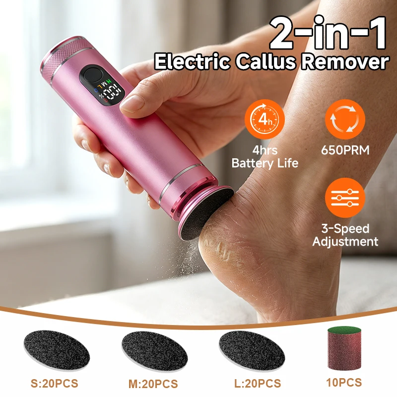 

Электрическая пилка для ног из алюминиевого сплава, перезаряжаемая, с 60 шт. абразивных дисков, инструменты для педикюра