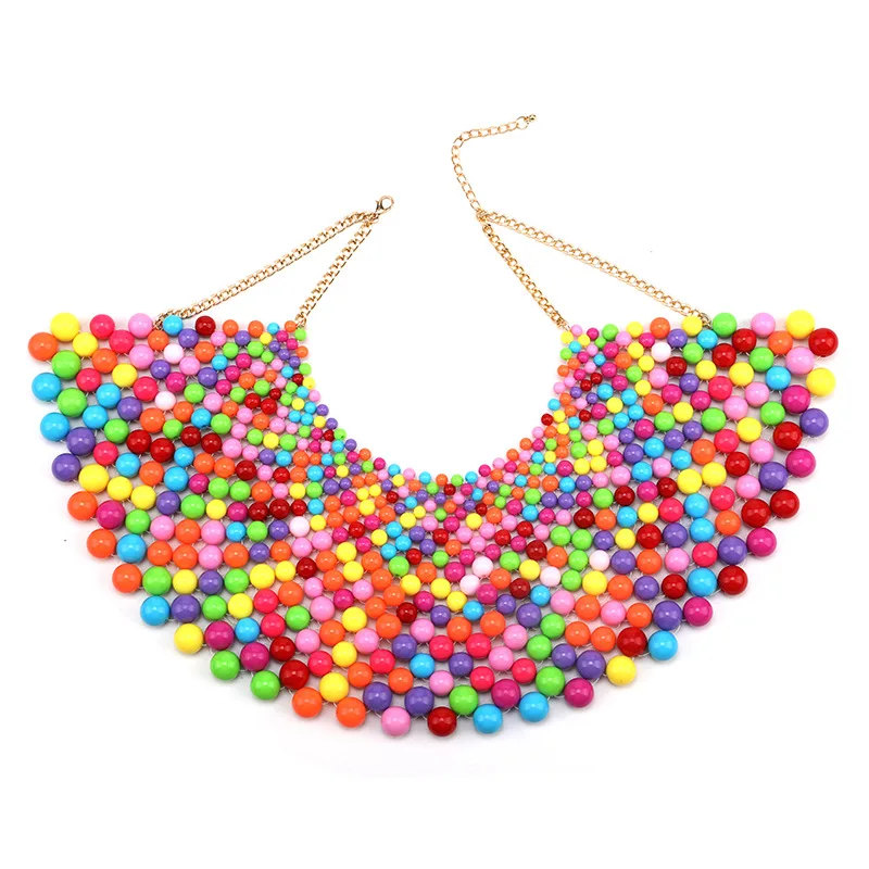 Indian Jewelry Handmade Beaded Statement Necklaces For Women Collar Beads Choker Maxi Necklace