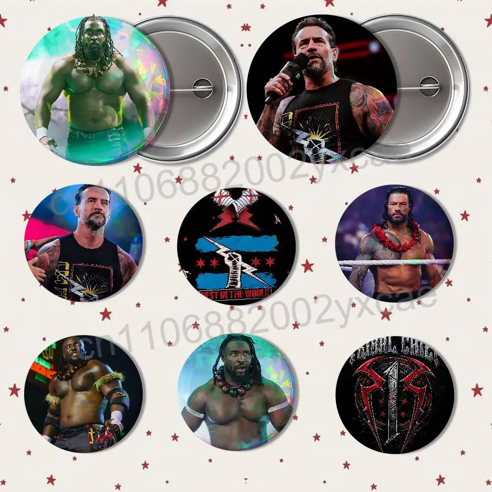 

Roman Reigns The strongest CM Punk Oba Femi Round Exquisite Badge Brooches Creative Pins Clothes Hat Backpack Gift Accessories