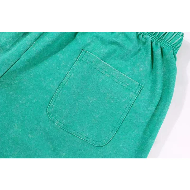 Mens 100% Cotton Batik Washed Shorts Summer High Street Casual Board Short 290g Solid Plus Size Luxury Punk Short Pants - Image 5