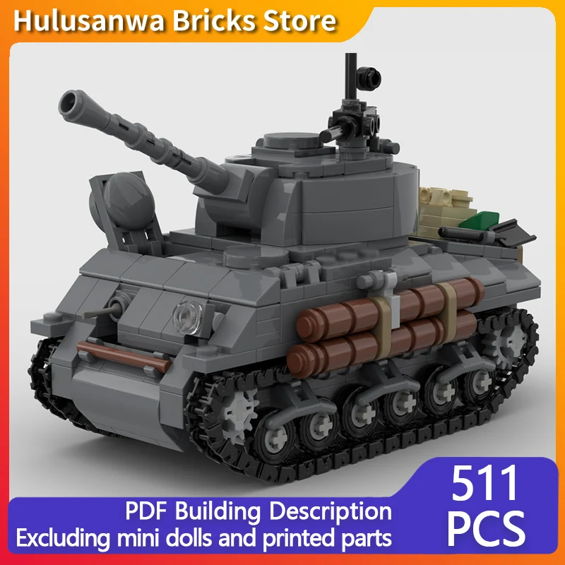 

M4 Fury WW2 Военные танки Модель MOC Строительные кирпичи Военное оборудование Модульная технология Подарки Праздничная сборка Детские игрушки Костюм