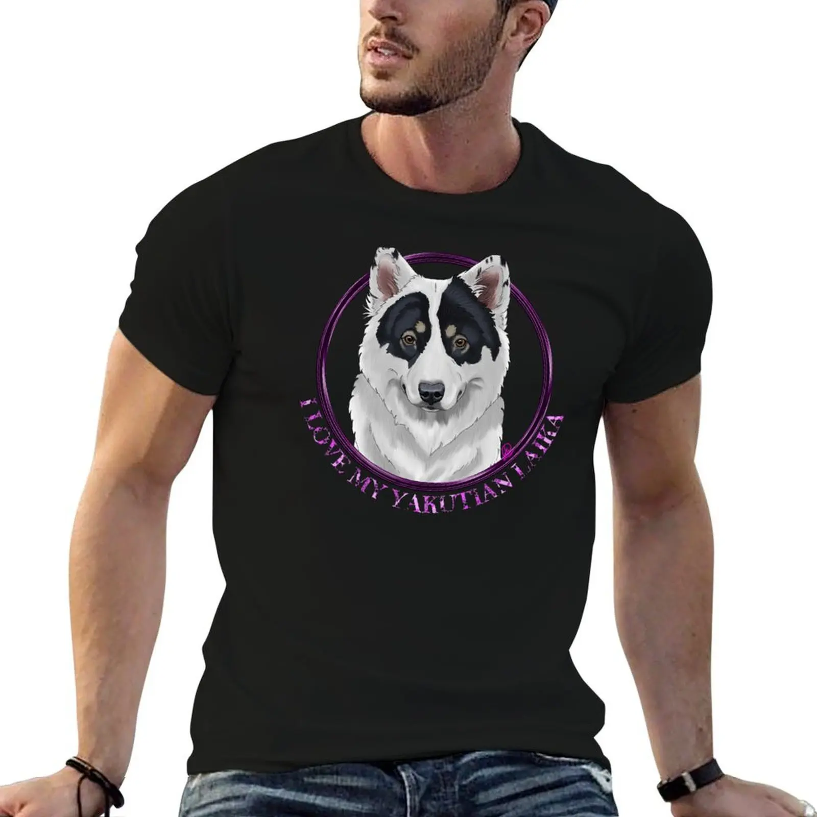 

I Love My Yakutian Laika T-Shirt t shirts for man graphic tees cotton tshirt 100% T-Shirt