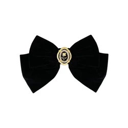 New Black Velvet Bow Hair Pins Elegant Fabric Alloy Roses Hair Clips for Women Fashion Ponytail Barrette Heawear Accessories