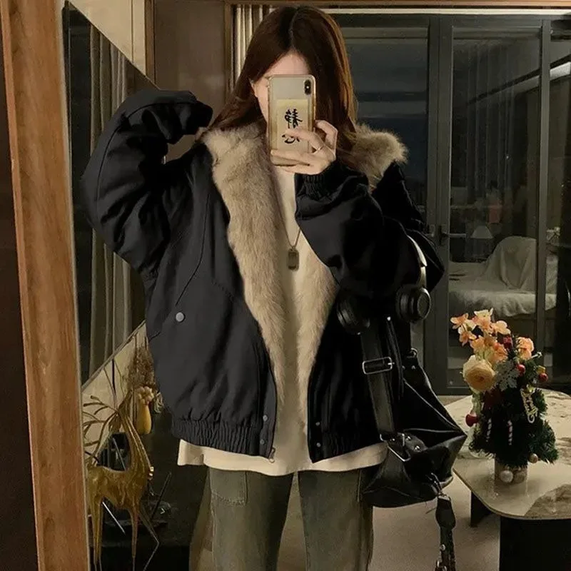Unisex Quilted Coats Thickened Camouflage Hooded Zipper Jacket Faux Fur Trim Y2K Coats Mens Womens Camo Black Grey Jacket 2025 view 5
