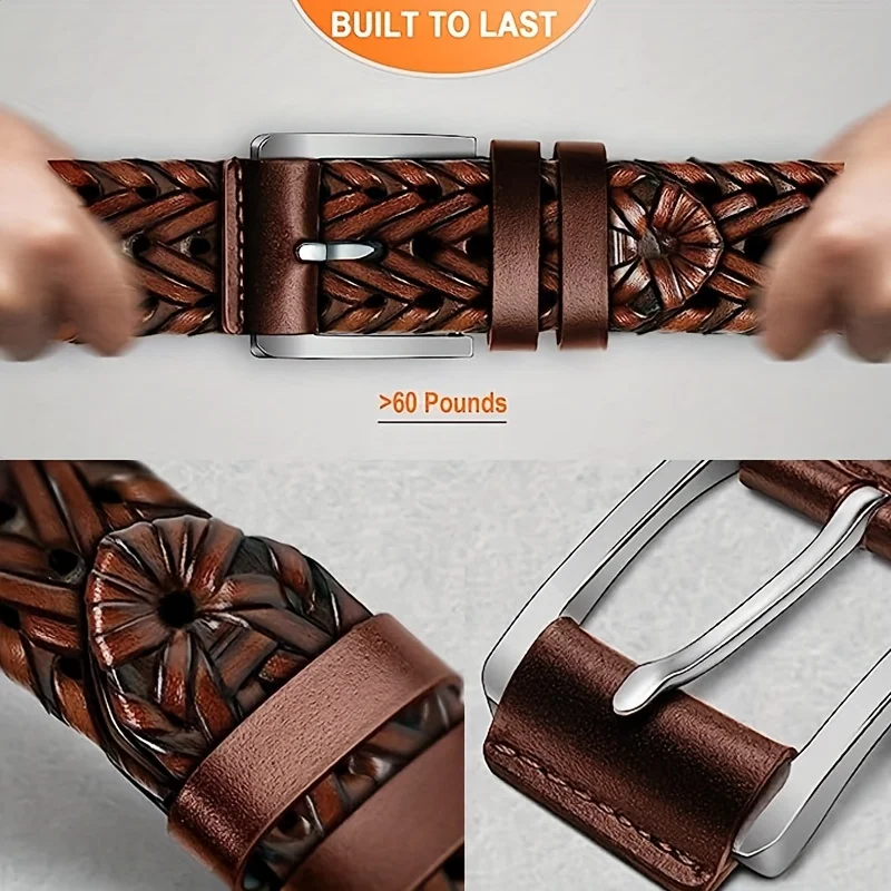 Herrengürtel, lässig, sportlich, hohl, gewebter Bund, Jeansbund, Geschenk für Papa oder Freund – Detail 6
