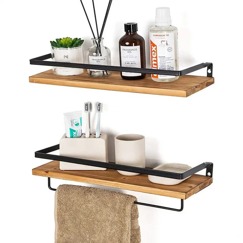 Real Wood Bathroom Shelf Wall-mounted Storage Rack Kitchen Living Room Floating Partition Shelf