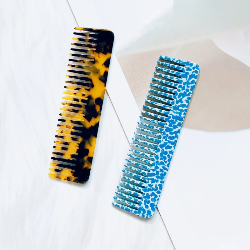 Korean Acetate Anti-Static Massage Hair Comb Colorful Tortoise for Shell Print Large Wide Tooth Hairbrush Drop Shipping