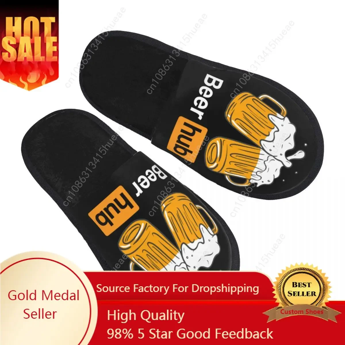 

Custom Beer Hub Memory Foam Slippers Women Cozy Warm Beerhub House Slippers