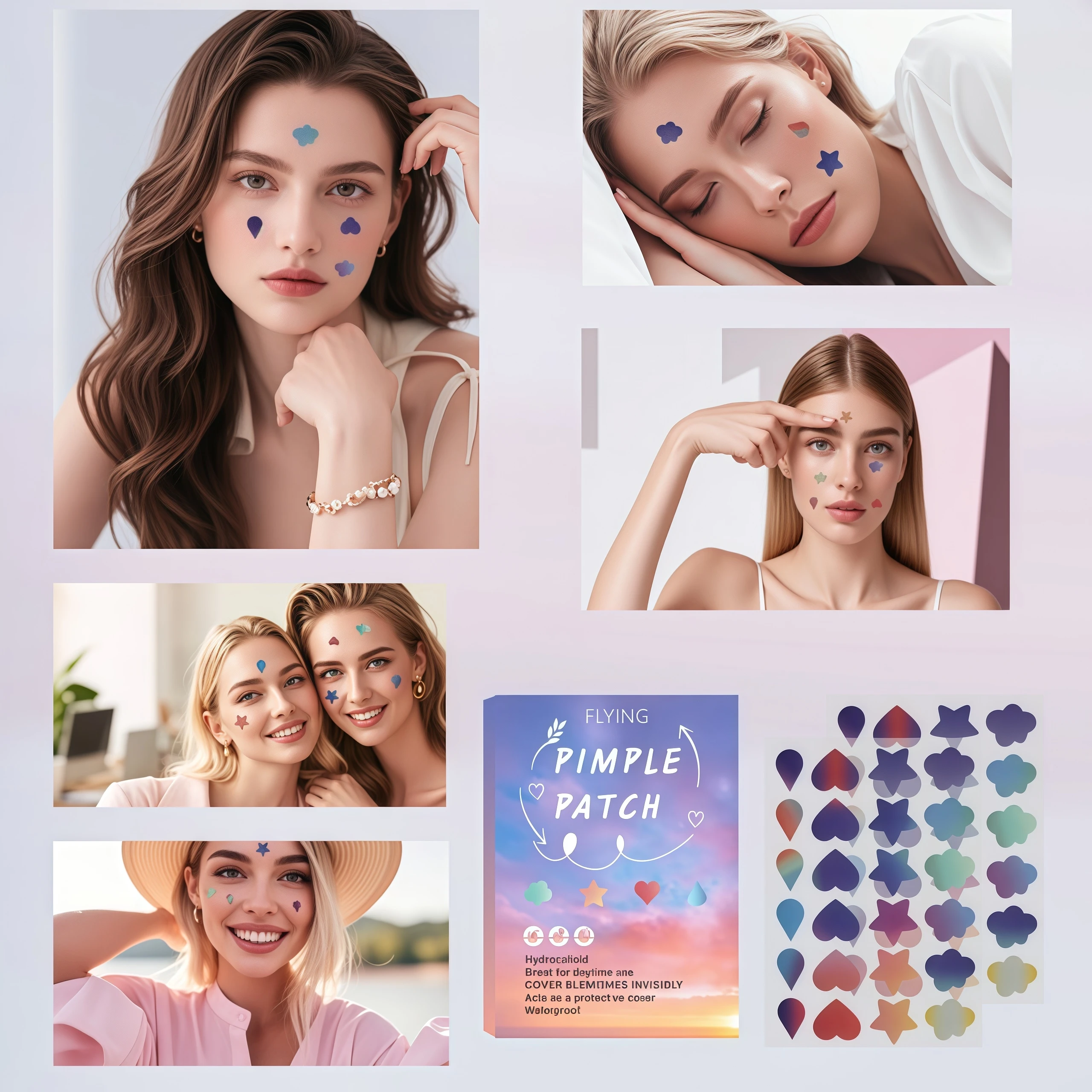 120PCS Colorful Flight Oil Control Acne Pimple Patches Waterproof Facial Blemish Care Patch