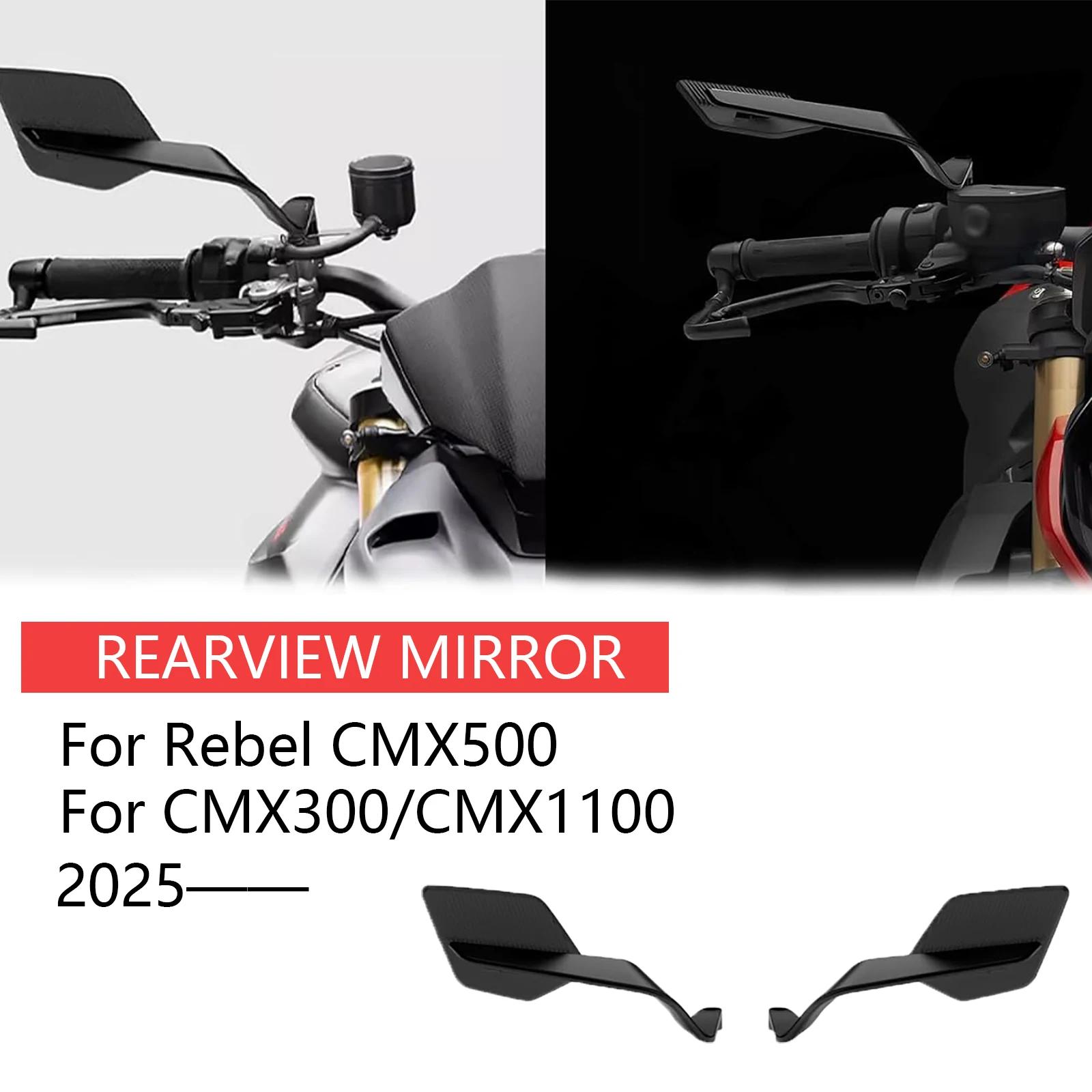 

Новое зеркало заднего вида для мотоцикла, спортивное вращающееся зеркало заднего вида с крылышками для Rebel CMX500 CMX300 CMX1100 2025