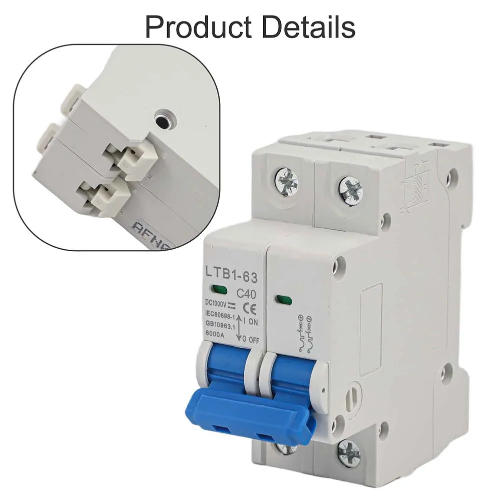 40A 2P Miniature DC Circuit Breaker For Solar Arrays IEC60898-2 Standard 1000V Rating 40A Rated Current Circuit Breaker