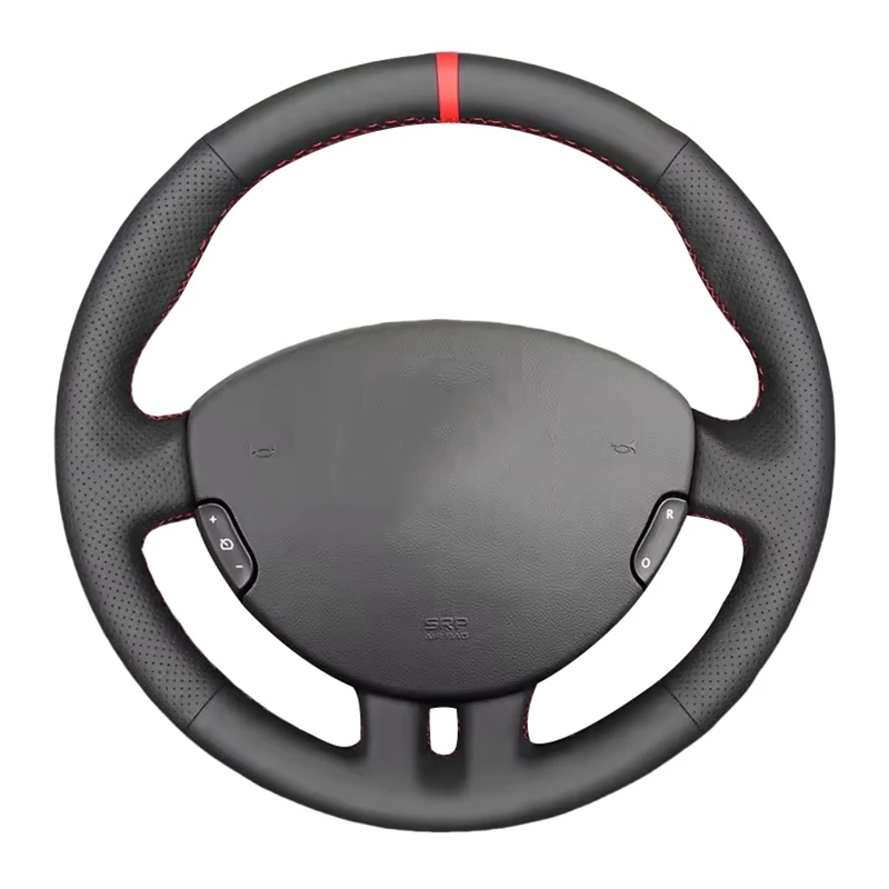 Image of Schwarzes Leder-Auto-Lenkradgeflecht, weicher Lederbezug für Renault Clio 3 RS 2005 2006 2007 2008 2009 2010 2011 2012 2013