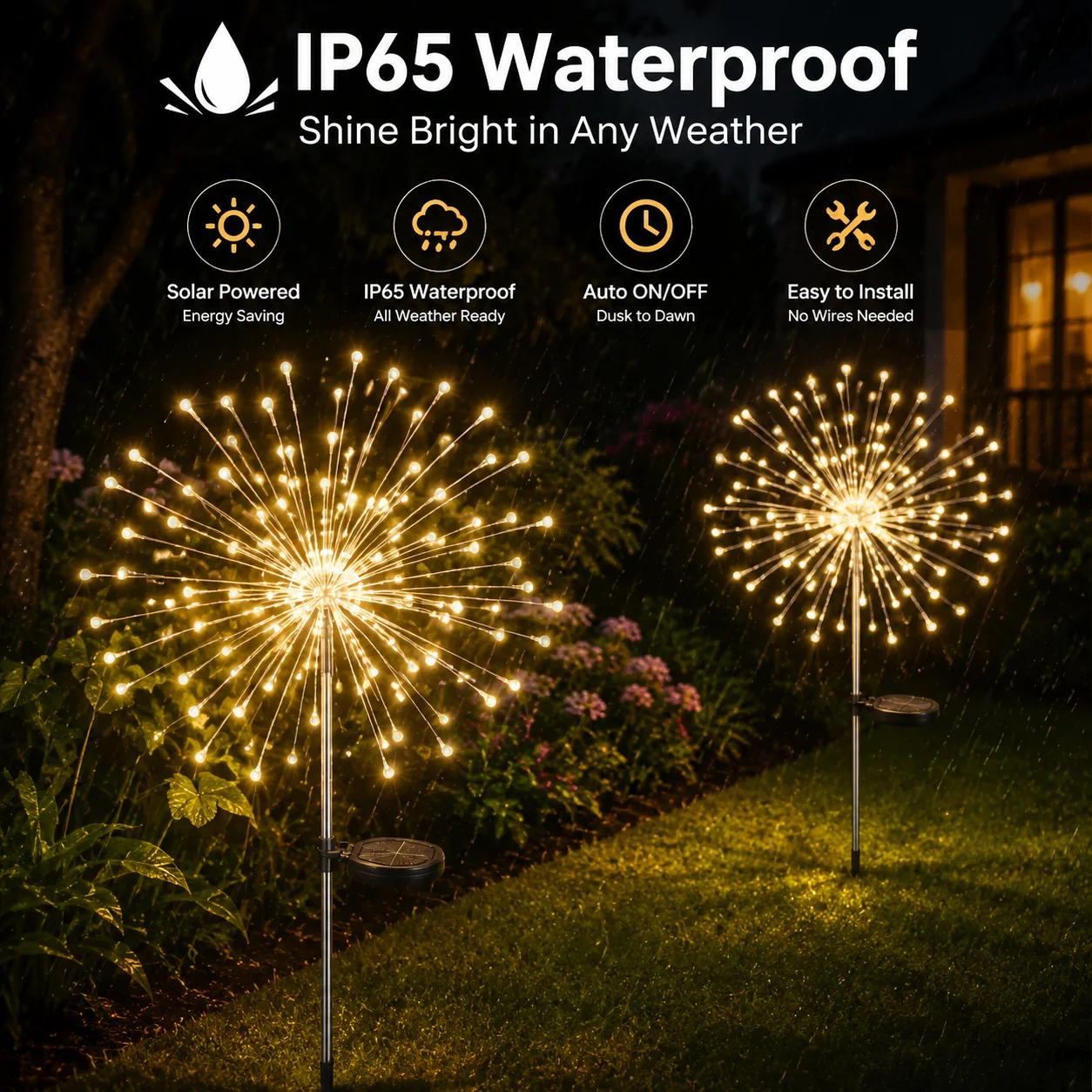 IP65 Waterproof Solar LED Starburst Lights Outdoor Garden Lamp For Lawn Yard Patio Christmas Party Holiday Decoration