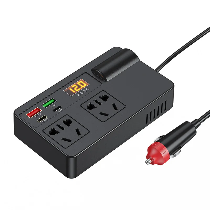 

DC 12V 24V To 110V 220V Car Inverter Power Adapter Voltage Detection Converter digital display QC 3.0 USB PD Chargers Adapter