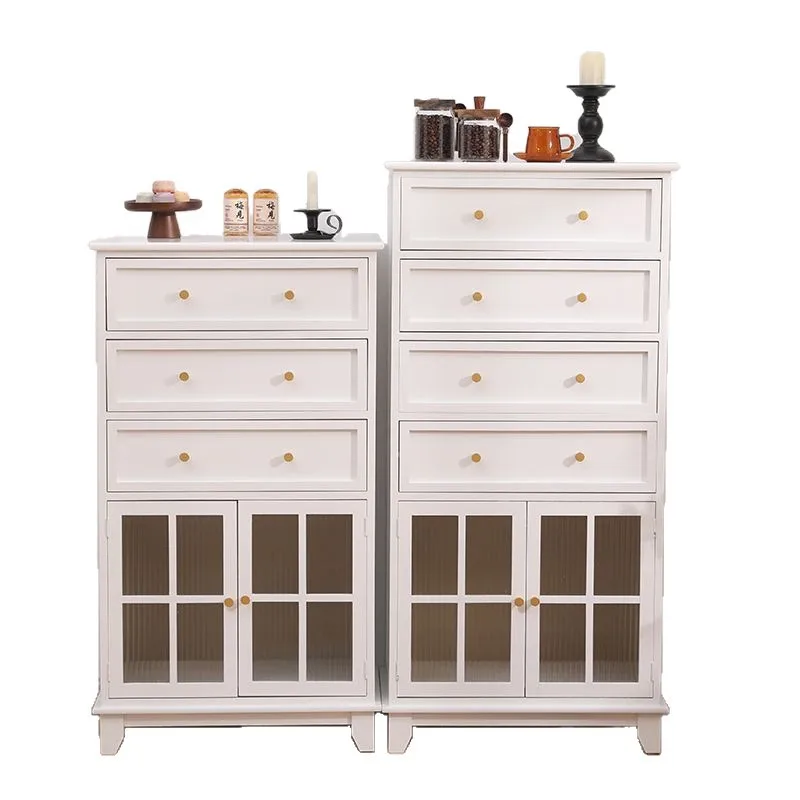 CX retro pure solid wood, living room side, multi-functional storage cabinet with doors and drawers