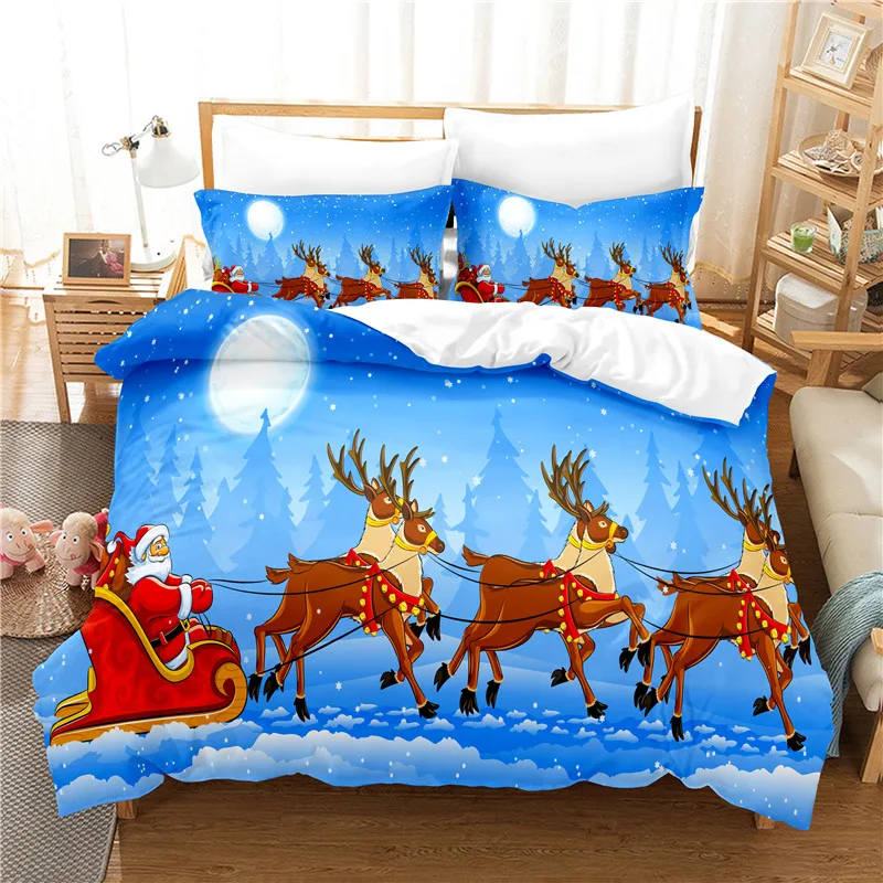 

Deer Pull Cart Bedding Set Duvet Cover Set 3d Bedding Digital Printing Bed Linen Queen Size Bedding Set Fashion Design