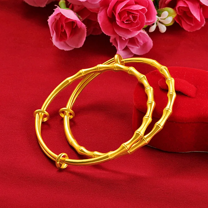 

Elegant & Grand Lucky Bamboo Push-Pull Bracelet For Women 24K Gold AU999 | Dignified style, outstanding temperament