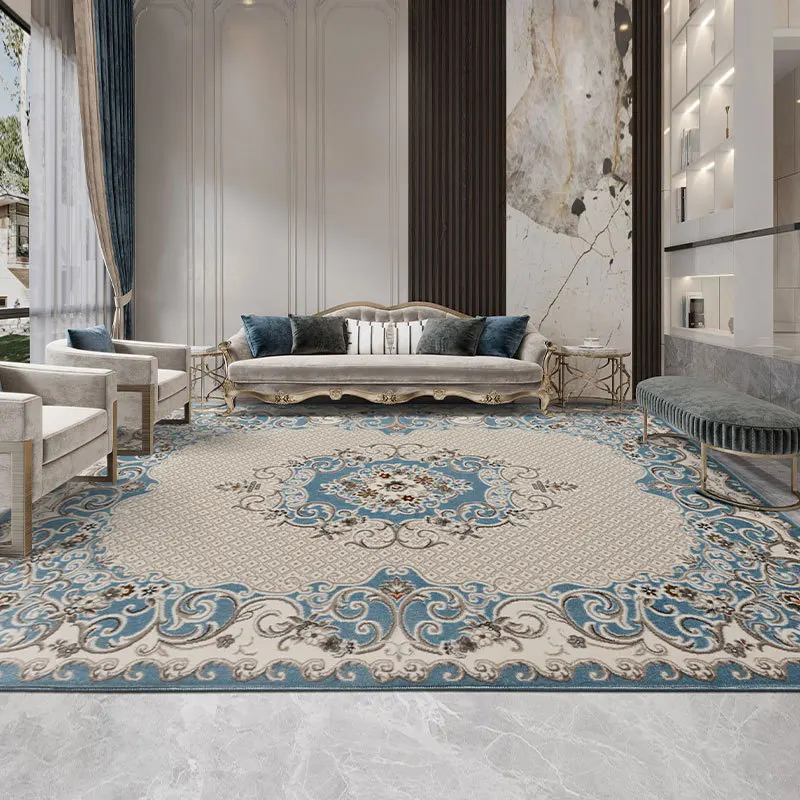 Modern Blue Beige Carpet Complex Artistic Pattern Large Area Rug For Living Room Home Decor Non Slip Floor Mat
