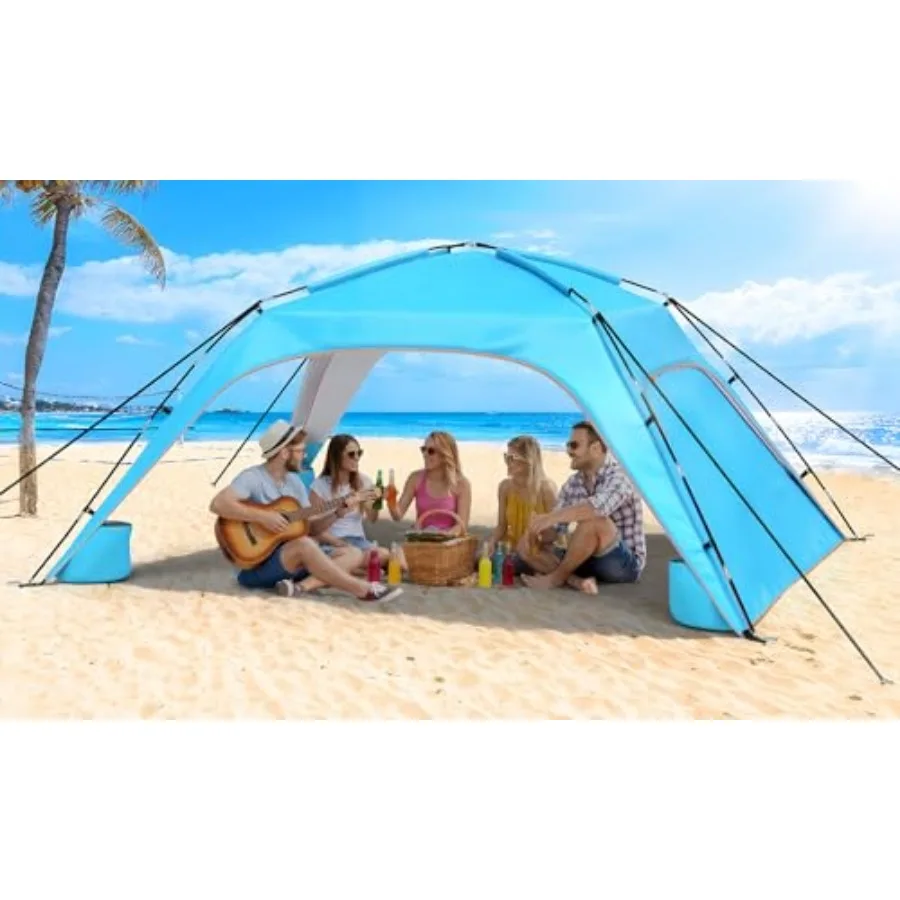 

Пляжный тент-шатер для 6-8 человек с защитой от УФ-излучения UPF50+, легкий пляжный навес с вентиляцией для обеспечения приватности