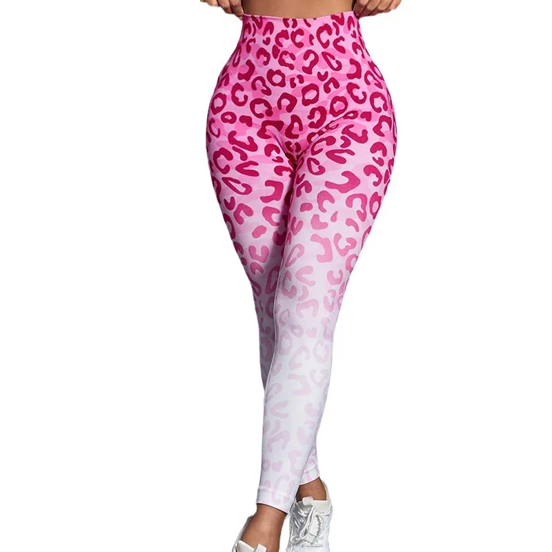 Nieuwe sexy luipaard naadloze slanke leggings fitness vrouwen hoge taille yoga broek scrunch butt buit gym jogging sport vrouwelijke kleding