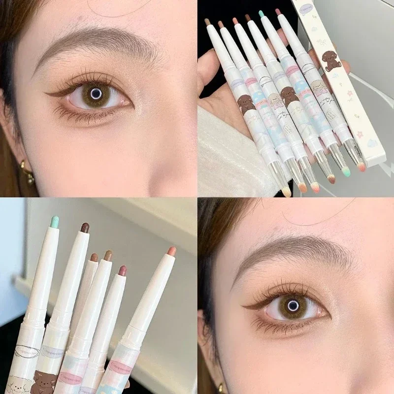 Penna Gel per Eyeliner con baco da seta sdraiato opaco con pennello matita per Eyeliner impermeabile ad asciugatura rapida matita per occhi marrone nero trucco per occhi